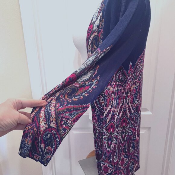 Ruby Rd. Open Front Long Sleeve Cardigan-Blue/Pink Mix-Size Medium-Casual-Long - Picture 10 of 16